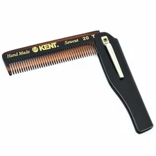 Kent 20T 3 3/4" 100mm Fine Tooth Folding Comb with Pocket Clip. Sawcut