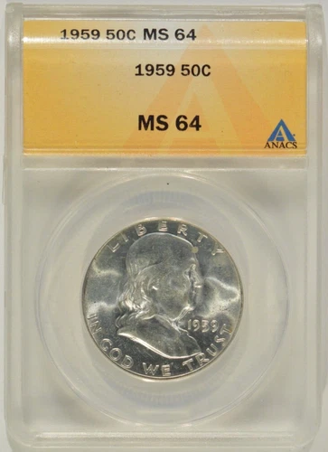 1959 Franklin Silver Half Dollar 50c ANACS MS64 4208829