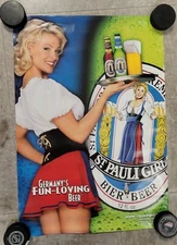 2002 GERMAN BEER POSTER 16 X 27" PROMOTIONAL ST PAULI GIRL M4 PB21