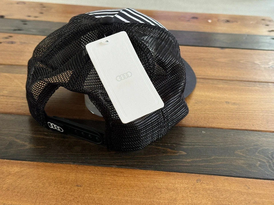 Genuine AUDI Quattro SnapBack Mesh Trucker Hat 5 Panel Cap ACM4902 Black White - Image 2 of 4