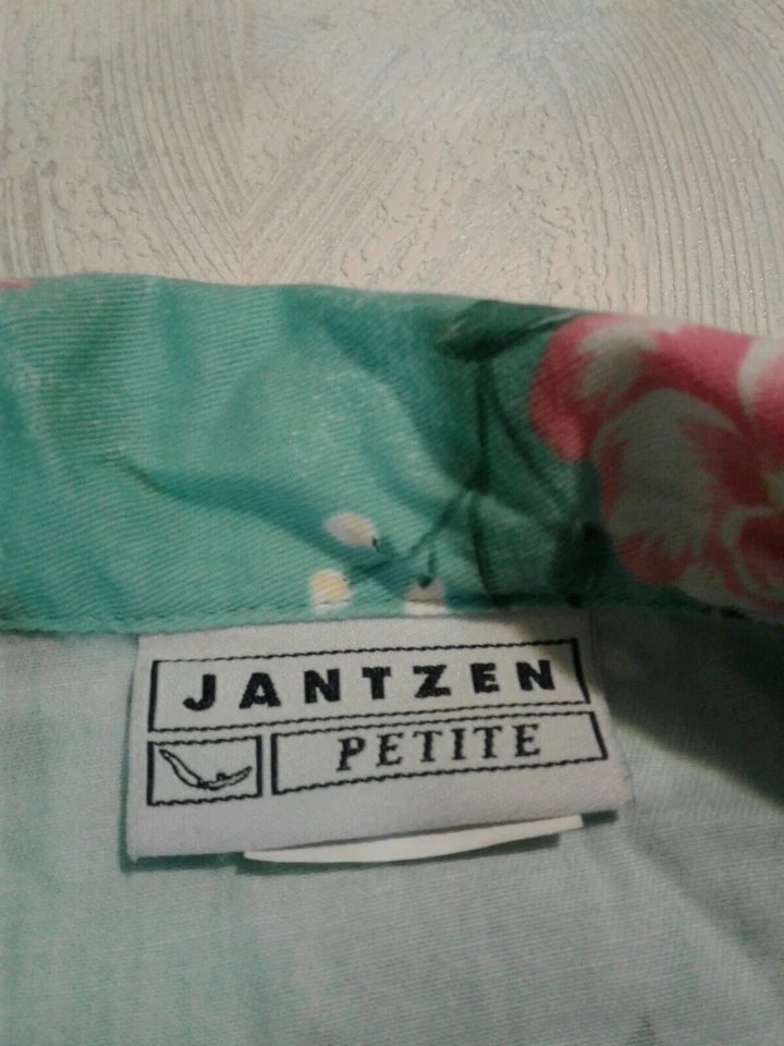 Vintage Jantzen Women Petite 2 Piece Pant Suit Floral Pattern Teal (CB2) - Image 3 of 4