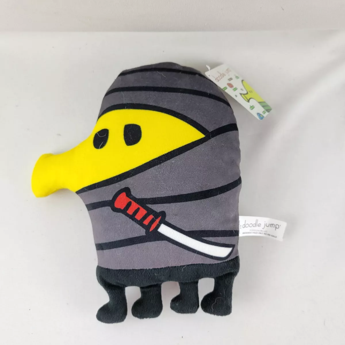 NWT Doodle Jump Plush Ninja 9” Sega Lima Sky 2015 Gray Yellow Sword