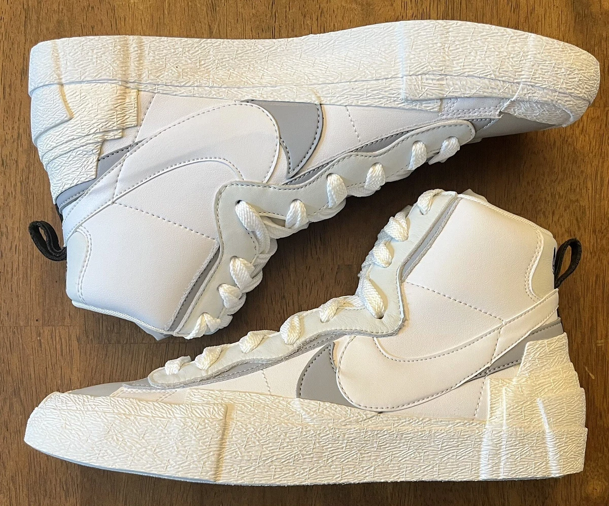 Nuovissima Nike Blazer Mid x Sacai bianco grigio da uomo taglia 10 5
