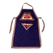 Kitchen Cooking Apron Activity Smock Blue Embroidered Birds And Flowers