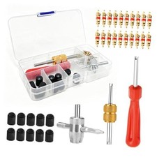 33 Pcs Tire Valve Stem Removal Tool Set Dual Single Head Puller With 4-way 33 Pcs Tire Valve Stem Removal Tool Set Dual Single Head Puller With 4-way