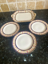 Cauldon Floral Blue & Gold Rectangular Ceramic Platter England MPN 4765