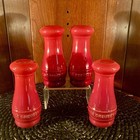 4-Le Creuset Salt & Pepper Shakers 110 Ml/4 Ounce-Caribbean Red 2 Sets Of 2*NEW