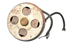 Unbranded Untested Clock Motor piece with lead wires 1 7/8 diam