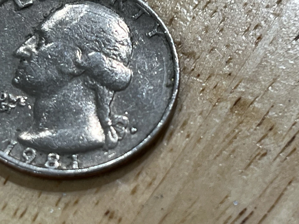 1981 quarter filled P mint mark, filled A, and “In Cod We Trust” Error Coin - Image 2 of 4