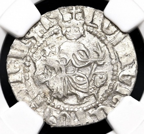 ARMENIA 1198-1219 AD Levon I Silver Tram, Knights Templar Crusaders Coin, NGC AU
