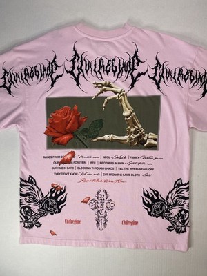 Civil Regime Pink Graphic T-Shirt Medium Wolf Rose Skull Gothic Streetwear