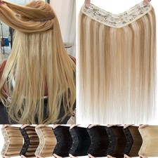 V-Shape Clip in One Piece REMY Human Hair Extensions Full Head Thick Highlight