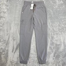 NEW FIGS Women  s XXS Charlotte 21 Pocket Slim Jogger Scrub Pants Light Gray NWT