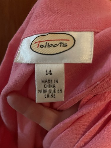 EUC Vintage Talbot’s pink sleeveless button up shirt dress linen rayon blend 14 - Picture 3 of 10