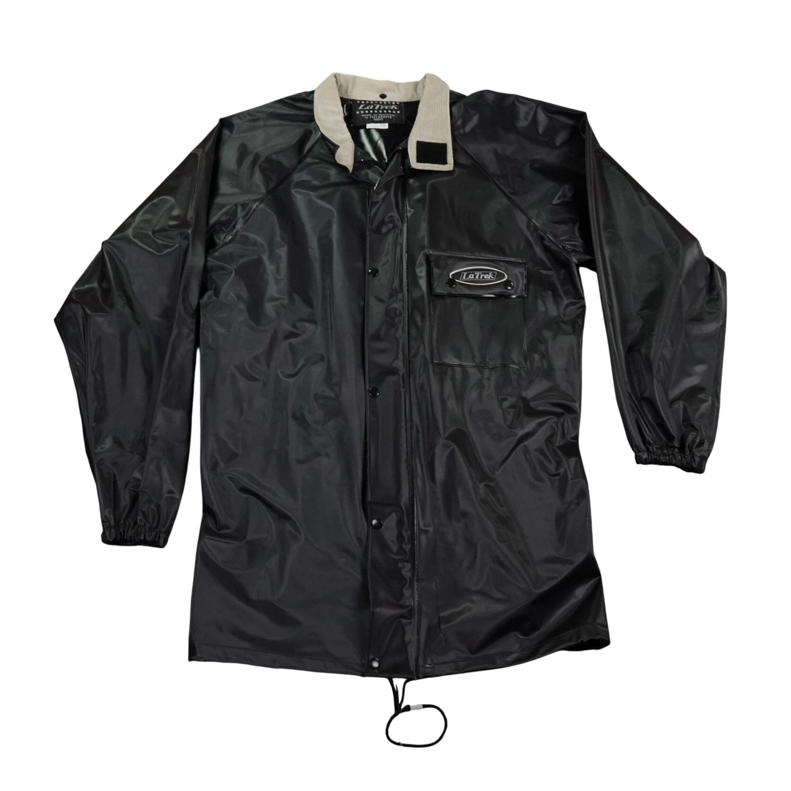 Latrek Fieldsheer Mens XXL Black Barn Coat Biker Corduroy Collar Rain Jacket PVC