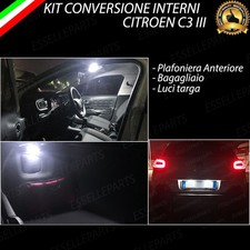 LED INTERNI CITROEN C3 MK3 PLAFONIERA ANTERIORI + BAGAGLIAIO + LUCI TARGA CANBUS
