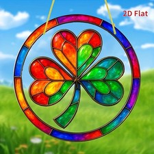 Lucky Irish Decoration Rainbow Shamrock Acrylic Suncatcher For St Patricks Day