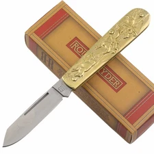 Rough Ryder Cowboy Rooping Rodeo Folding Pocket Knife Brass Handle RR1457