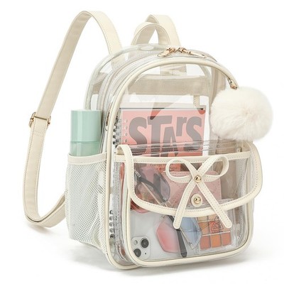 ASKSKY Clear Backpack for Stadium Events 12x12x6, Thick PVC Small Clear Bag with