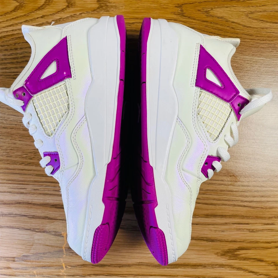 Nike Air Jordan 4 Retro GS Canyon Purple White Girls Youth Size 3Y Sneakers - Image 4 of 4