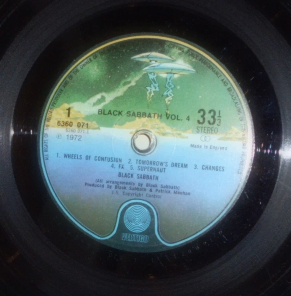 Black Sabbath Vol 4, spaceship lable. LISTEN TO BOTH SIDES ! - Image 2 of 4