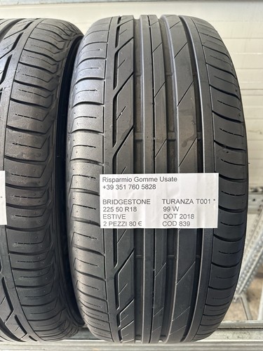 2 PNEUMATICI USATI BRIDGESTONE TURANZA T001 * ESTIVE 225 50 R18 99W DOT 2018 - Foto 5 di 21