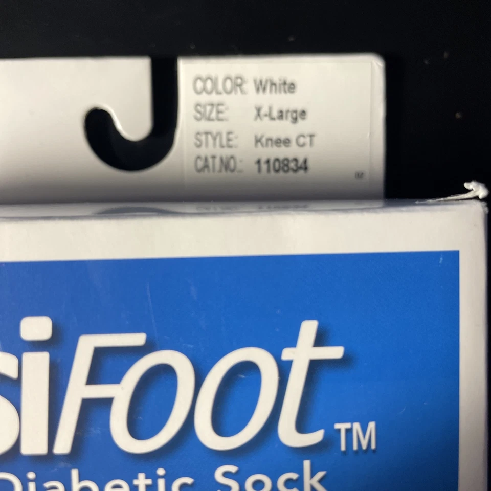 Meia SensiFoot para Diabéticos Conforto e Proteção X-Grande Branca Estilo Joelho Nova Na Caixa - Imagem 2 de 4