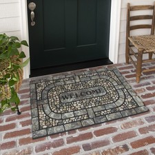 Entryway Door Mat 2' x 3' All Weather Doormat Outdoor Non Slip Recycled Rubbe...