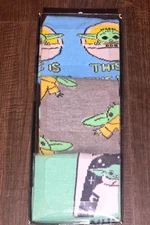 STAR WARS Baby Yoda Mandelorian 3 Pr. Crew Socks Men's Shoe Size 8-12