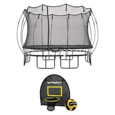 Springfree Trampoline Kids Square 11 Foot Trampoline  FlexrHoop Basketball Game