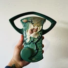 Vintage Roseville Pottery White Magnolia Wall Pocket 1294 Green, EXCELLENT