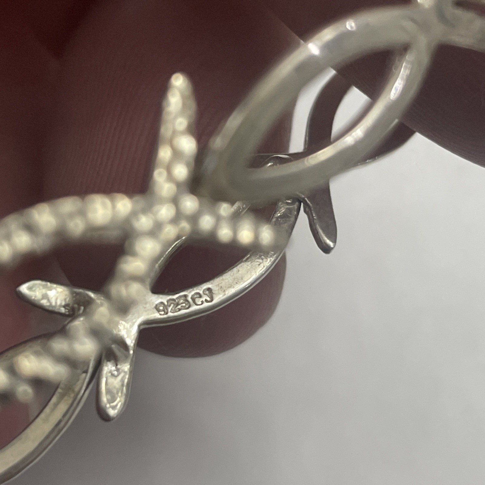 Vintage Solid Sterling Ichthus Fish Infinity Brac… - image 7