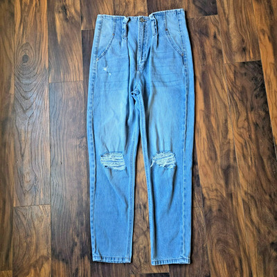KanCan High Rise Paperbag Waist Slouchy Jeans Women s Size 7 Tapered Denim