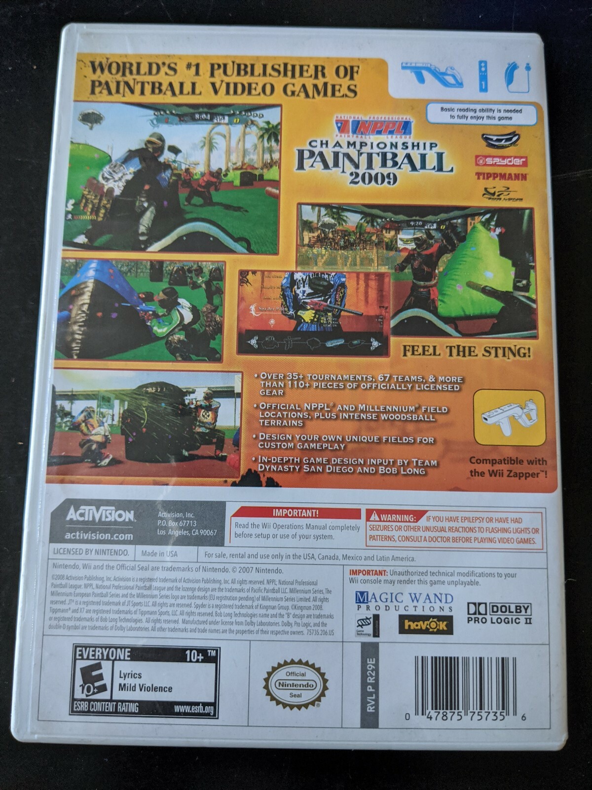 NPPL Championship Paintball 2009 Free Shipping Complete Tested Nintendo