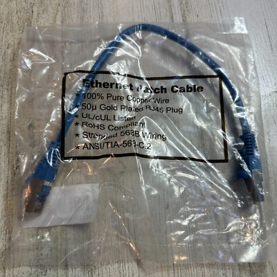 19 pc Cat5e Patch Cord 1' Foot in Blue Ethernet Network Cable 100% Copper 350MHz