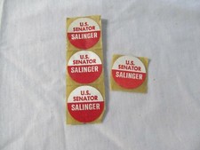  4 Vintage U.S. Senator Pierre Salinger Campaign Cloth Stickers 1"