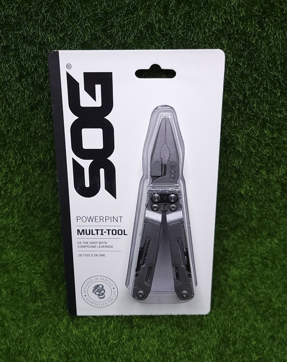 SOG Powerpint Silver Needlenose Pliers Scissors Knife MultiTool