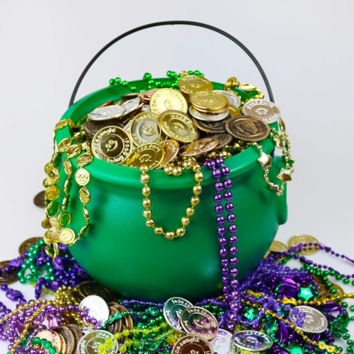 8" Green Cauldron Kettle for St Patrick Day, Mardi Gras, Halloween, Pot of Gold - Picture 5 of 12