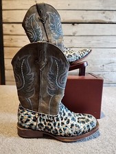 Roper Glitter Diamonds Cow Leather Square Toe Pull On Western Boots Girls Sz 1