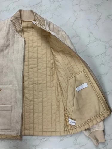 Helmut Lang Men's Quilted Bomber Jacket Ivory Size XS NWT Fleece Silk Lining - Picture 13 of 16