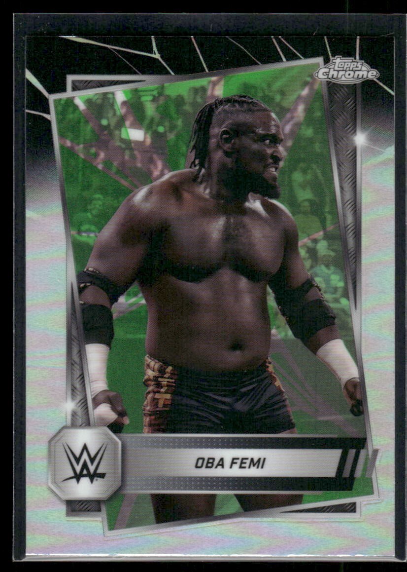 2025 Topps Chrome WWE Oba Femi #113 Neon Green & Black Refractor
