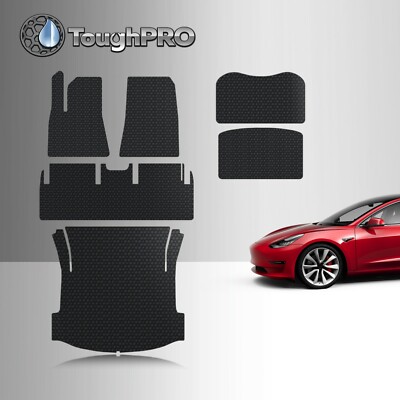 ToughPRO Black Rubber Floor Mats Tesla Model 3 Long Range 12.2021-2023 Full Set