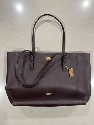 COACH Turn Lock Tote Hand Bag Purse Zip Top/Strap Authentic D1847