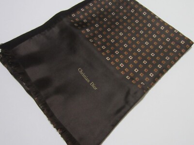Vintage Christian Dior Silk / Wool Reversible Long Scarf (Brown