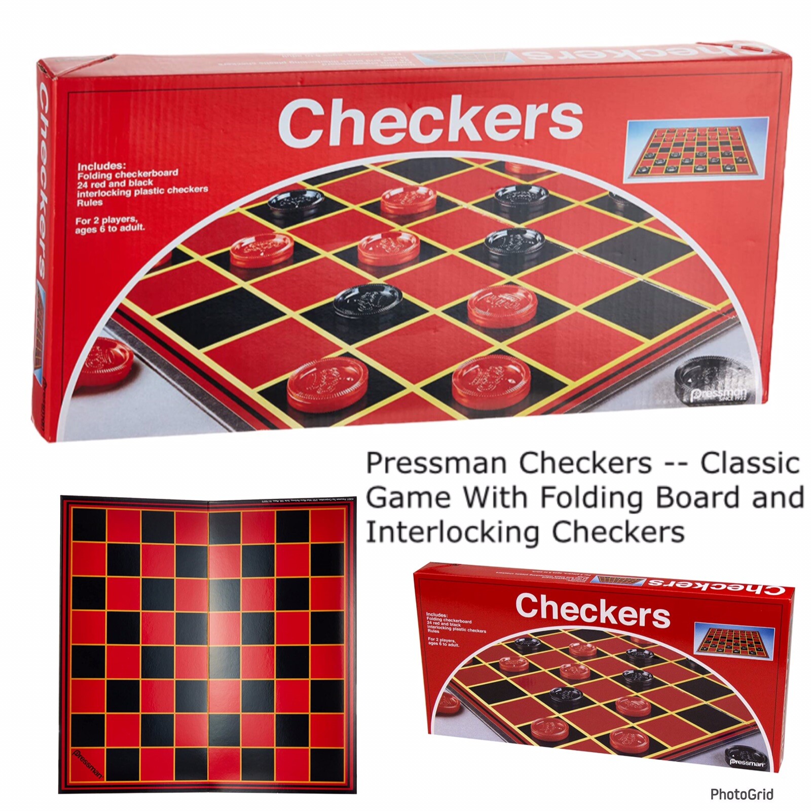 Pressman Checkers -- Classic Game With Folding Board and Interlocking  Checkers, 2 Players