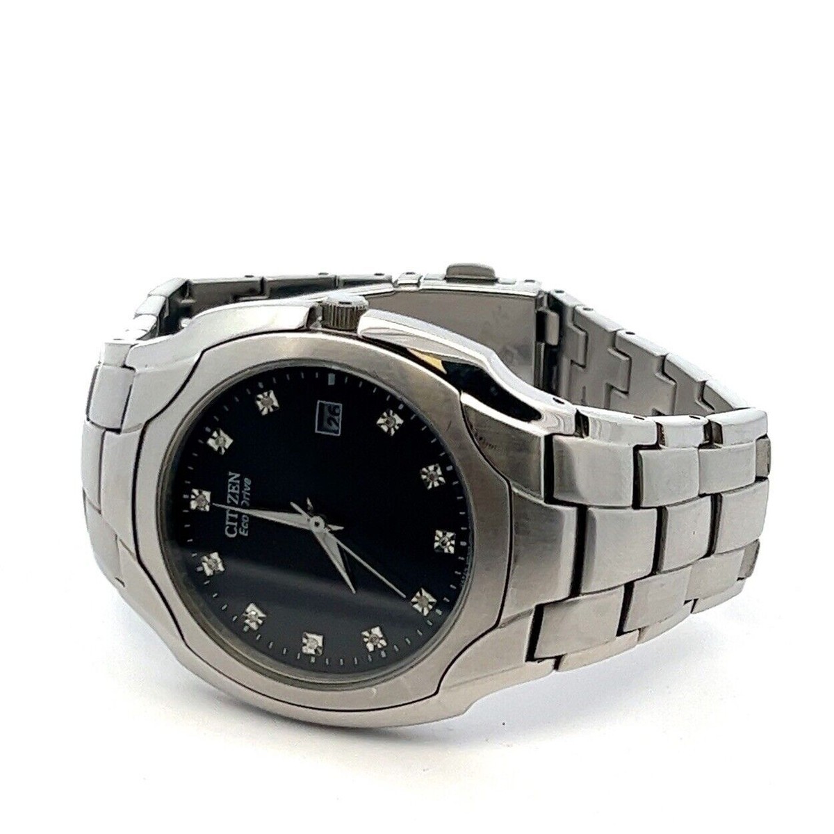 Citizen Eco-Drive 38mm Date Indicator Black Dial Silver Band