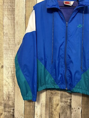 Vintage 90s Nike Full Zip Hooded Multicolor Colorblock Jacket Sz