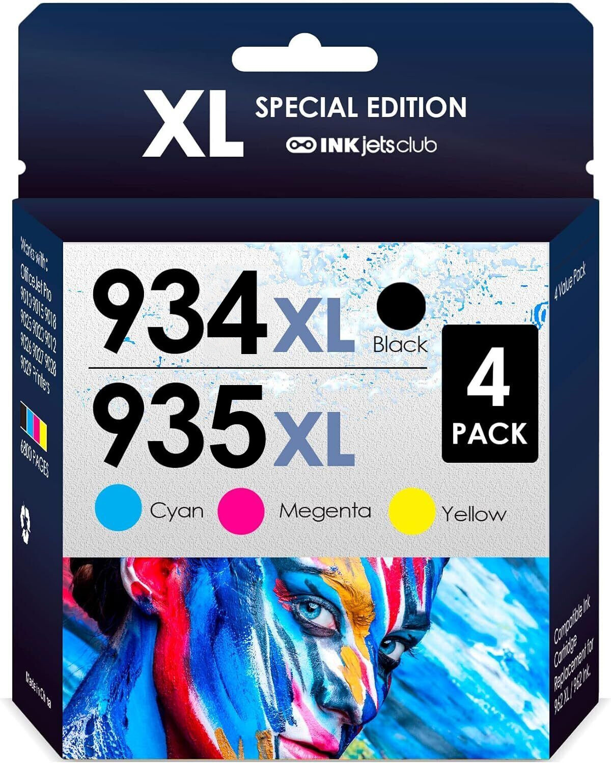 4PCS Printer Ink Combo For HP 934XL 935XL Officejet Pro 6830 6230 6835 6812 6815