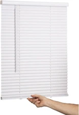 Cordless Mini Blind, 1" Vinyl Slats, 12" Wide X 72" Long - White, Window Blinds