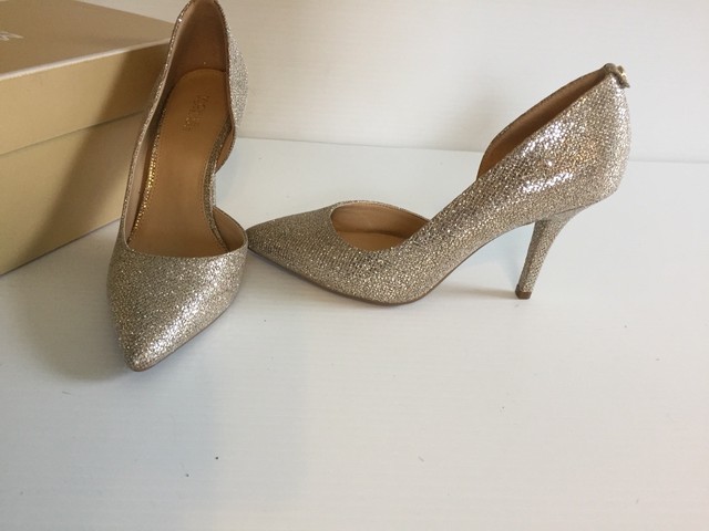 michael kors gold glitter heels